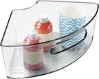 mDesign Plastic Lazy Susan Cabinet Storage Bin with Front Handle for Kitchen Countertop, Pantry, Shelf, Fridge Organization - Hold Food, Drinks, Snacks - Ligne Collection - 4 Pack - Smoke Gray - Image 5