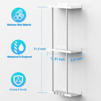Liuoud Towel Rack for Bathroom, Wall Mounted Vertical Rolled Towel Storage Organizer Holder with Shelf, Holds Up 6 Large Bath Sheets, White Large Size - Image 2