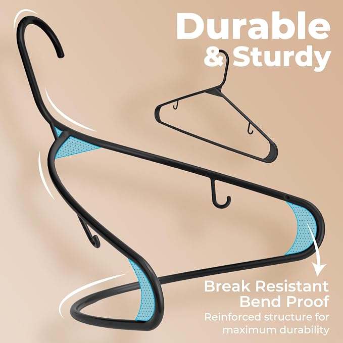 HOUSE DAY Black Plastic Hangers 40 Pack, Slim Space-Saving Clothes Hangers - Image 6