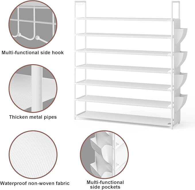 OYREL Shoe Rack 7 Tier Tall 28-35Pairs Organizer Storage - Image 7