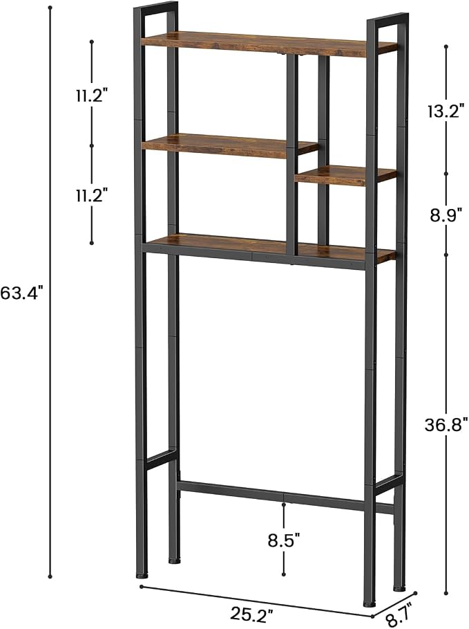 Asgolion Over-The-Toilet Storage Rack, 3-Tier Bathroom Shelves Over Toilet - Image 2