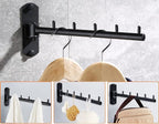 Folding Wall Mounted Clothes Hanger Rack with Swing Arm, Foldable 180°Rotation, Stainless Steel 304 Folding Clothes Hanger Drying Rack Rod, for Laundry Room Valet Hook (Black) - Image 5