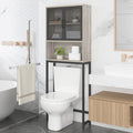 Launica 65 Inch Over The Toilet Storage Cabinet Wood and Metal Light Grey by LAUNICA