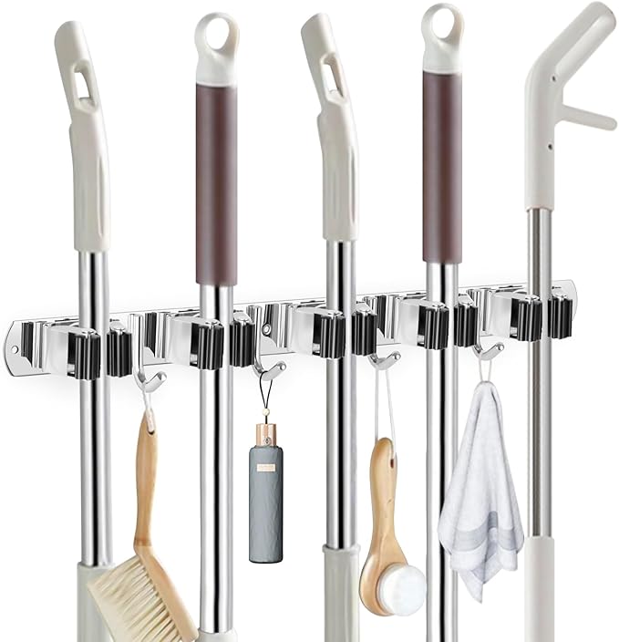 IMILLET Broom Holder Wall Mount Stainless Steel Mop Organizer by IMILLET