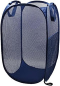 HONOMA Sturdy Mesh Laundry Hamper Basket Bag,Pop up Basket with Side Pocket for Laundry Room, Bathroom, Kids Room, College Dorm or Travel (Pop Vertical, Navy Blue) by HONOMA