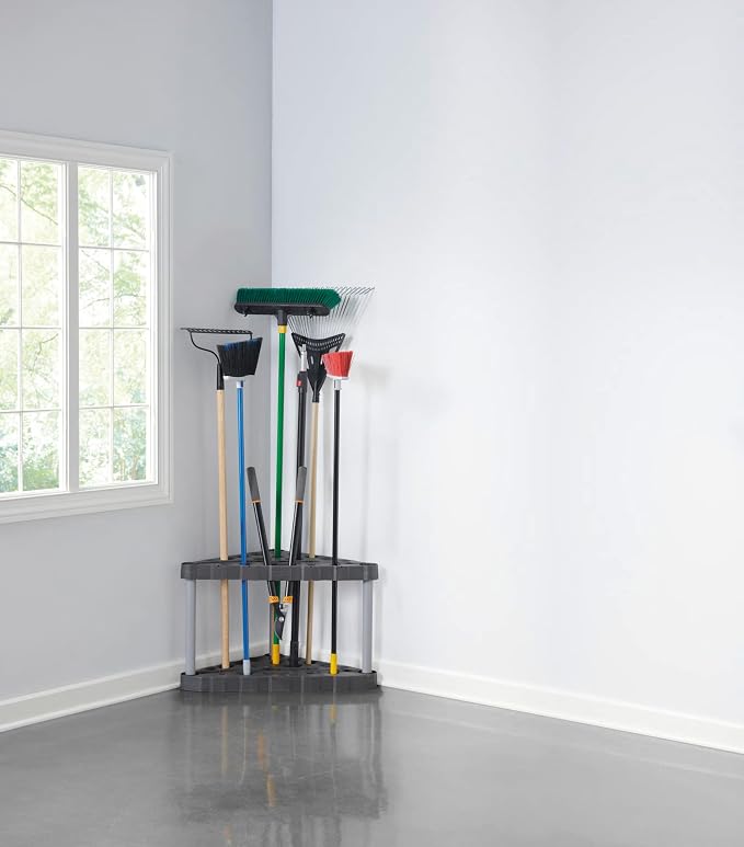 Rubbermaid Plastic Garage Corner Tool Tower Rack, Easy to Assemble, Organizes up to 30 Long-Handled Tools/Rakes/ Brooms/Shovles for Home/House/Outdoor/Sheds - Image 7