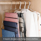FeeraHozer Pants Hangers Non Slip 3 Pack Space Saving Hangers Multi-Layer Swing Arm Pants Hanger Stainless Steel Space Saver Hanger Closet Storage Organizer for Jeans Trouser Slacks Clothes (Black) - Image 2