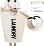 Maxsilan 90L Large Laundry Basket Bag, Collapsible Tall Hamper, Beige - Image 5