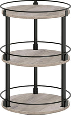 YATINEY 3-Tier Lazy Susan Organizer, Rotating Spice Rack, Spinning Organizer, Industrial Turntable Spice Rack Organizer for Cabinet, Kitchen Countertop, Greige and Black SR23BG by Yatiney