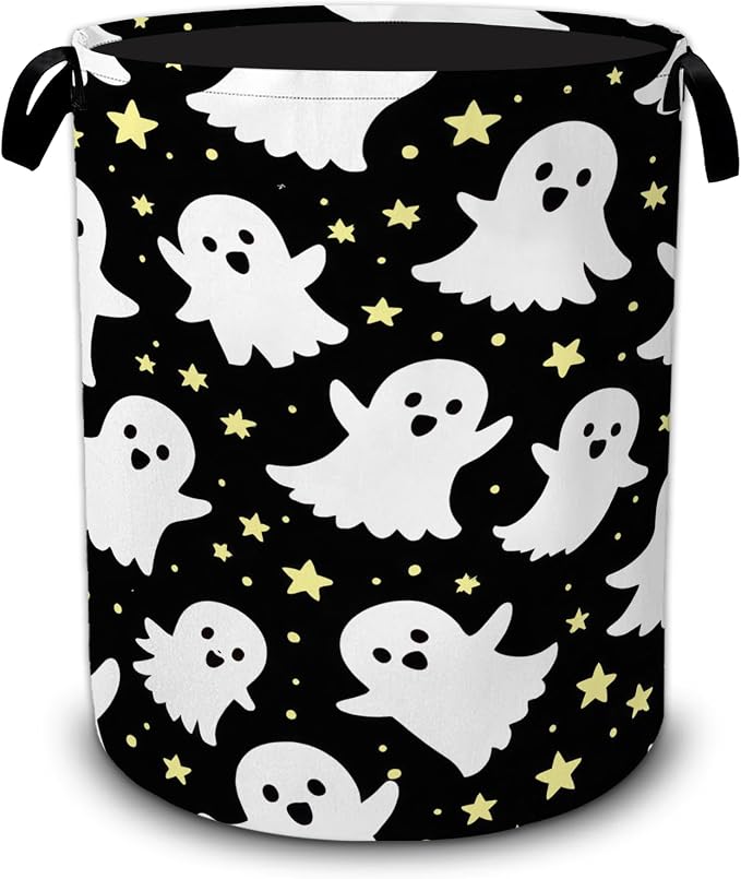 Ghosts Laundry Basket with Handles,Halloween Foldable Oxford Laundry Hamper,Collapsible Clothes Storage Basket for Laundry Room/Bathroom/Bedroom/Dormitories 20.8 x 16 Inches by UIUPRO