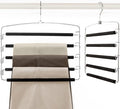 TOPIA HANGER Pants Hangers Space Saving with 5 Tiers Non-Slip Foam Padded | 2 Pack 80% Space Save Closet Orgainzer, 360° Swivel Hook, Multi Layers Swing Arm Non-Slip Foam Padded for Pants Jeans Black by TOPIAHANGER