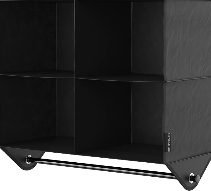 ClosetMaid 4-Shelf Fabric Hanging Closet Organizer with Garment Rod for Shirts, Sweaters, Pants, Hats, Shoes, Purses with Charcoal Black Finish - Image 7