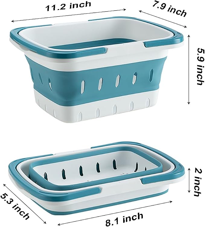 2 Pack Portable Shower Caddy Tote, Plastic Storage Collapsible Basket with Handles, Box Organizer Bin for Bathroom, Kitchen, College Dorm,Gym (Blue 2 pack) (Blue 2 pack) - Image 2