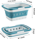 2 Pack Portable Plastic Shower Caddy Tote, Collapsible Small Basket with Handles, Box Organizer Bin for Bathroom, Kitchen, College Dorm,Gym(Grey +Blue) - Image 2