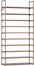 Kitsure 10 Tier Shoe Rack, Tall Shoe Organizer, 32.2" Wide, Brown | Large-Capacity Shoe Storage with Hooks, Shoe Shelf for Closet, Entryway, Bedroom, Living Room, Zapateras Organizer by Kitsure