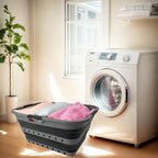 SAMMART 42 (11 Gallons) Collapsible Plastic Laundry Basket, Foldable Pop Up Storage Container/Organizer, Space Saving Hamper, Portable Bin for Dorm Room Bathroom (2, Grey/Black) - Image 7