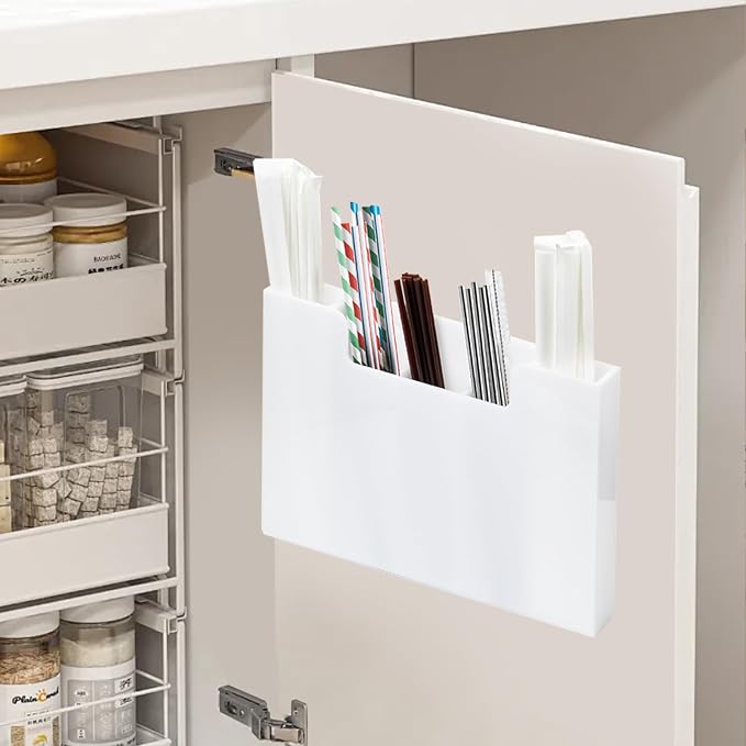 Straw Holder Organizer Dispenser Storage Acrylic for Kitchen Cabinet Door - Image 7