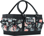 Everything Mary Deluxe Store & Tote Organizer – Black & Floral Craft Bag with Handle – Sewing, Scrapbooking & Art Supply Caddy – Stylish Storage for DIY Projects by EverythingMary