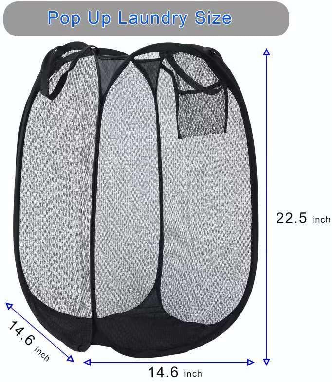 ULYSIA Collapsible Laundry Basket,Dirty Clothes Mesh Pop Up Hamper, Small Foldable Laundry Basket for Bathroom, Dorm, Travel Storage,Cruise Essentials Black - Image 3