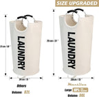 Maxsilan 90L Large Laundry Basket Bag, Collapsible Tall Hamper, Beige - Image 3