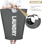 Maxsilan 125L X-Large Laundry Basket Bag, Collapsible Tall Hamper, Dark Grey - Image 5
