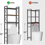 Kalrin Over The Toilet Storage with X Shape Side Guardrail, 3-Tier Over Toilet Storage Rack with Drain Basket, Freestanding Bathroom Organizer for Balcony Laundry, Vintage Brown - Image 6