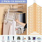 Upgrade 9 Layers Pants Hanger Space Saving Non-Slip Closet Organizer 2 Pack | Metal Space Saving Hangers Multi-Layer Multifunctional Closet Organizers Storage for Skirts Jeans Trousers(Creamy White) - Image 2