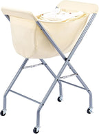ELYKEN Laundry Basket with Wheels, Collapsible Laundry Hamper, Cream by ELYKEN