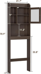 ZENY Over The Toilet Storage Cabinet, Bathroom Organizer with Adjustable Shelf and Double Doors, Freestanding Bathroom Space Saver Toilet Rack (Brown) - Image 2