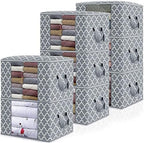 Storage Bags 100L 8 Pack Clothes Organization and Storage Containers | Large Blanketfor Bedding, Comforters, Foldable Organizer with Reinforced Handle, Clear Window, Sturdy Zippers, Light Grey by WiseLife