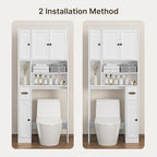 Ahomly Over The Toilet Storage Cabinet, with Five Doors, White - Image 6