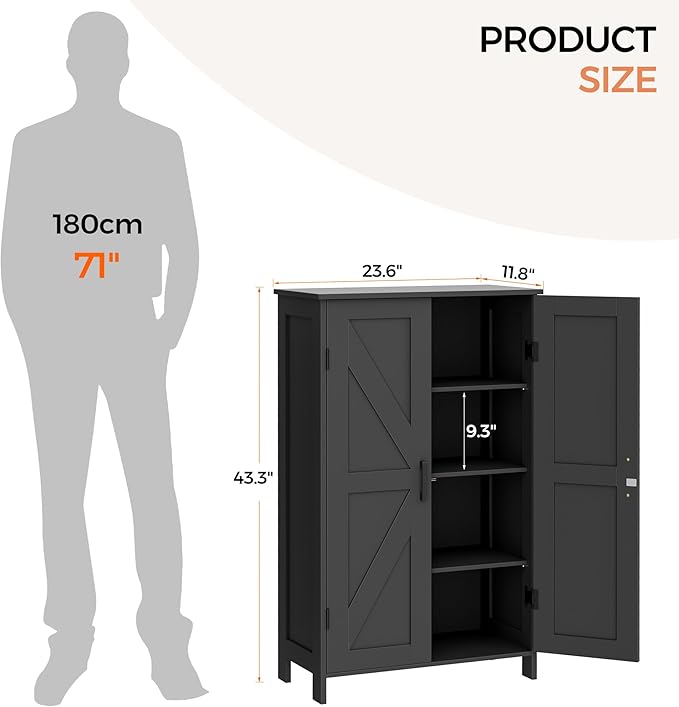 Homleke 43.3" H Farmhouse Bathroom Storage Cabinet with Adjustable Shelves - Image 3
