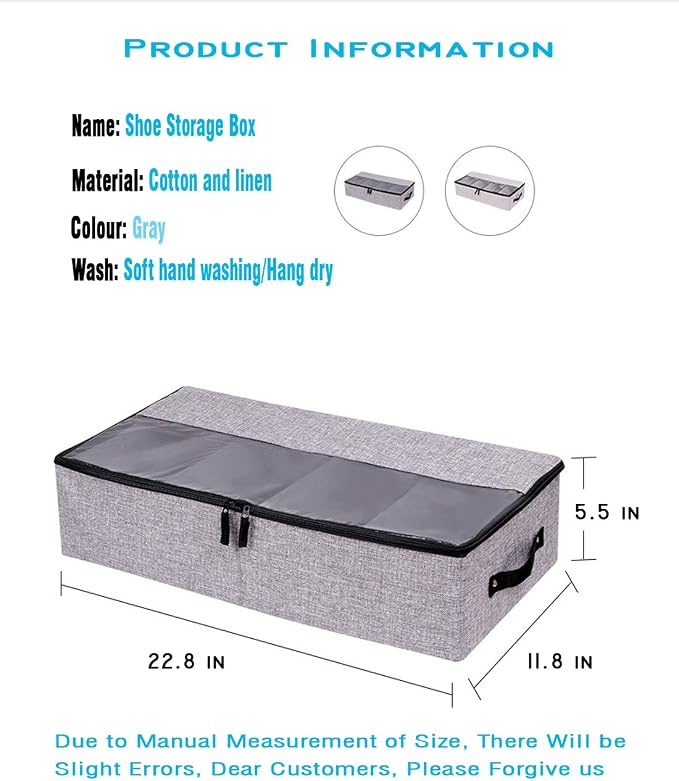 AARAINBOW 2 Packs Foldable Under Bed Clothes Organizer with Lids, Underbed Storage Container with Adjustable Dividers, UnderBed Storage Bins with Handles and Clear Window (Gray+Light Gray) - Image 3