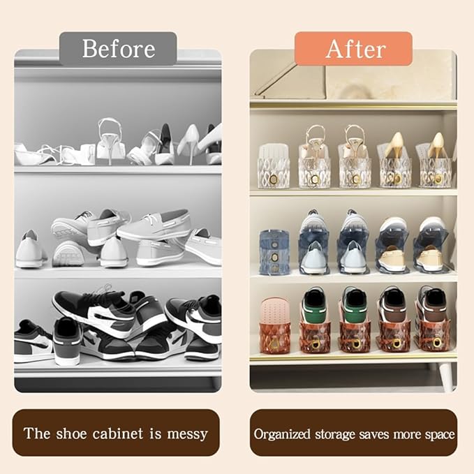 Shoe Slots Organizer, Adjustable 15 Pack Shoe Stacker for Closet Storage, Clear Double Layer Space Saver, Durable and Stackable Shoe Holder for Sneakers Heels and Flat - Image 2