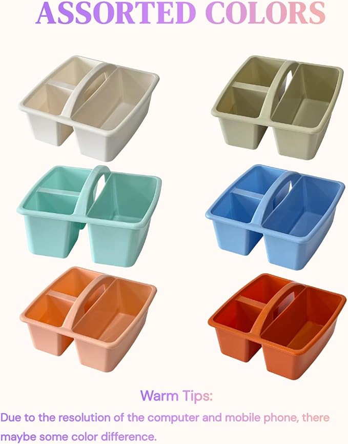Set of 6 Classroom Caddy, Small Plastic Storage Caddy with Handle, Boho - Image 4