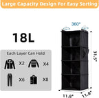 2 Packs Hanging Closet Organizer, 4-Shelf Closet Organizers and Storage with Side Pockets, Collapsible Hanging Shelves for Closet & RV & College Dorm,Black - Image 2