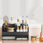 Makeup Organizer with Drawers, Cosmetic Storage for Dresser Vanity and Bathroom Countertop, Beauty Holder for Lipstick Brush, Skincare Organizer for Vanity, Cosmetic Display Case (Black-2Pack) - Image 4