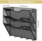 EasyPAG 3 Pocket Mesh Wall File Organizer with Key Hooks, Hanging Paper Folder Holder with Classify Label, Vertical Wall Mount Mail Organizer for Office Home Classroom, Black - Image 4