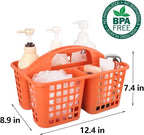 Portable Shower Caddy Basket Plastic Storage Basket with Compartment Orange - Image 7