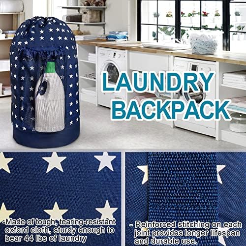 Dalykate Backpack Laundry Bag, Laundry Backpack with Shoulder Straps and Mesh Pocket Durable Nylon Clothes Hamper Bag with Drawstring Closure for College, Travel, Laundromat, Apartment - Image 5