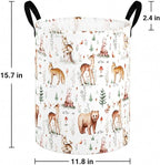 MAIZMZ Woodland Animal Storage Bin, Waterproof Lining Laundry Basket with Leather Handles for Kids Room, Gifts - Image 7