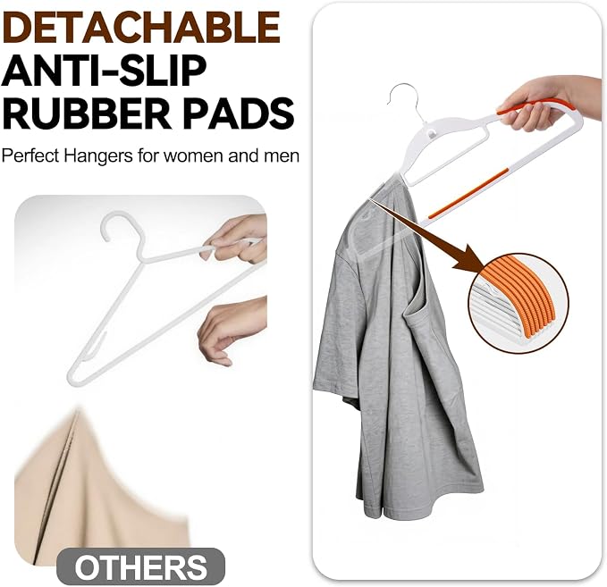 Plastic Stackable Hangers 50 Pack, 360° Swivel Hook, Orange - Image 3