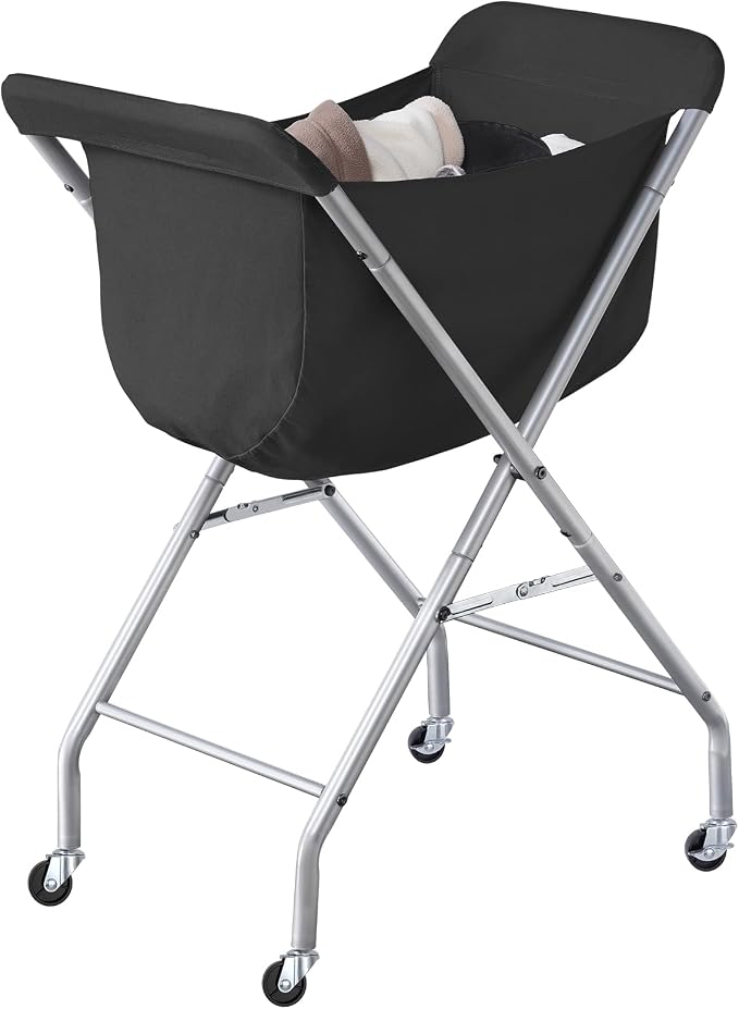 ELYKEN Laundry Basket with Wheels, Collapsible Laundry Hamper, Black by ELYKEN