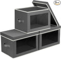 Homsorout Storage Bins with Lids - Small Fabric Organizers with Window, Collapsible Storage Bins for Clothes, Decorative Closet Organizers for Towels, Tshirt, 3 Pack, Dark Grey by Homsorout