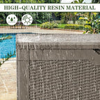 Greesum 100 Gallon Resin Deck Box Large Outdoor Storage, Imitation Rattan Weave Texture for Patio Furniture, Garden Tools, Pool Supplies, Weatherproof and UV Resistant, Lockable, Light Coffee - Image 5