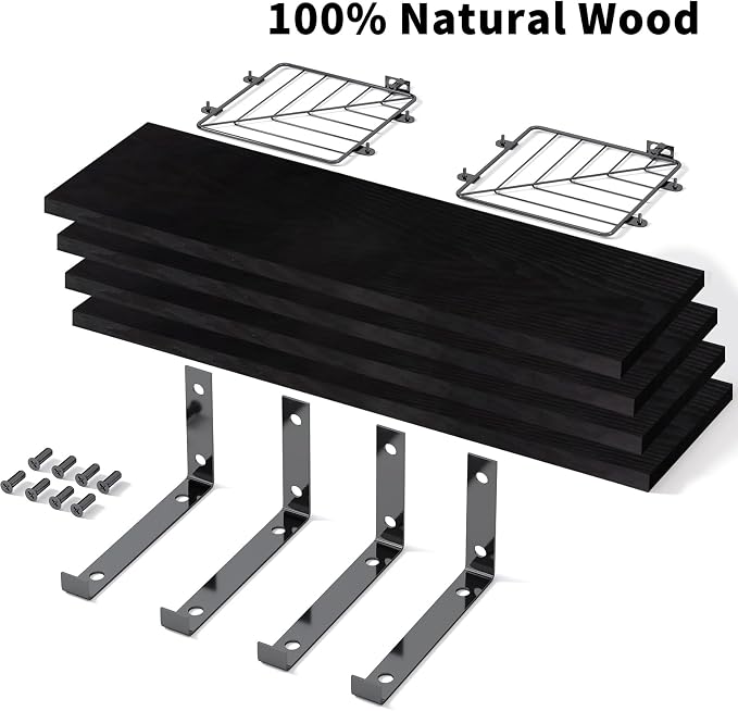 Fixwal 3+1 Tier Bathroom Floating Shelves Over Toilet, Black - Image 4