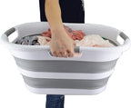 SAMMART 40L (10.5 gallons) Collapsible Plastic Laundry Washing Tub - Foldable Pop Up Laundry Basket/Hamper - Portable Washing Tub - Pop Up Saving (White/Grey) - Image 7