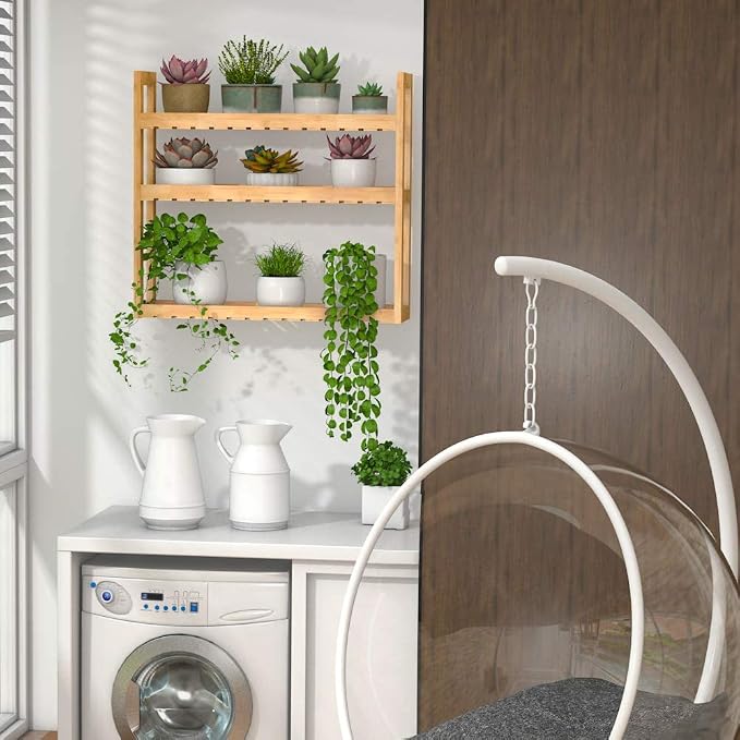Domax Bathroom Wall Shelf - Over Toilet 3 Tier Storage Rack Adjustable Layer Multifunctional Utility Wall Mounted Towel Shelves Living Room Kitchen (Bamboo-Pack of 2) - Image 6