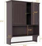 Bathroom Cabinet, Bathroom Wall Cabinet with 2 Doors and Adjustable Shelf, Wooden Medicine Cabinets Wall Mount, Over the Toilet Storage - Image 3