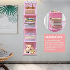 Hanging Closet Organizer, 4 Shelf Over The Door Organizer with 2 Hooks, Space Saving Behind the Door Storage Shelves for Pantry, Bathroom, Bedroom, Nursery(Color:Pink) - Image 4